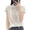 Lace Cashmere Short Sleeve Knit Pullover Thin Breathable Sweater Top