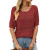 Women Short Sweater Hollow Out O Neck Pullover Knitted Tops Loose Fit Elegant Knit Shirt