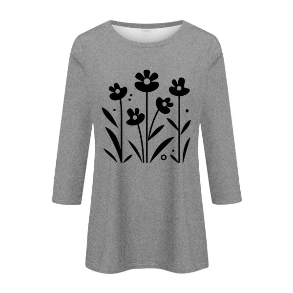 3/4 Sleeve Tops for Women Summer Round Neck Tops Trendy Graphic Tees Casual Loose Fit Ladies Blouse Vacation Clothes
