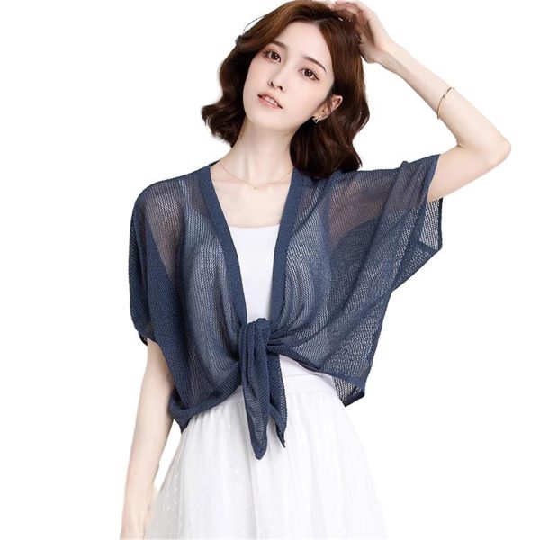 Women's Knitwear Summer Hollow Out Cardigan Short Sleeve Casual Top