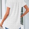 Blouses for Women Fashion 2023 Summer Loose Fit Flowy Shirts Dressy Casual Petal Short Sleeve Cute Swiss Dot Tops