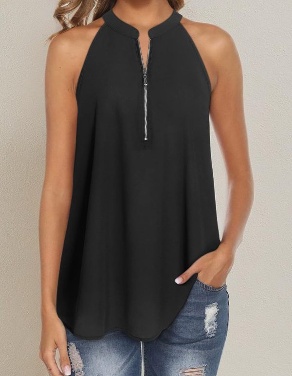 Womens Trendy Dressy Casual Sexy Tank Tops Sleeveless Chiffon Blouses