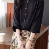 Ladies' Summer Long-Sleeved Chiffon Top Elegant for Travel Office Flowing Work Blouse for Women