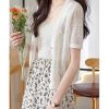 Women's Knitwear Thin Hollow Out Shawl Short Sleeve Ice Silk Outerwear Casual Top