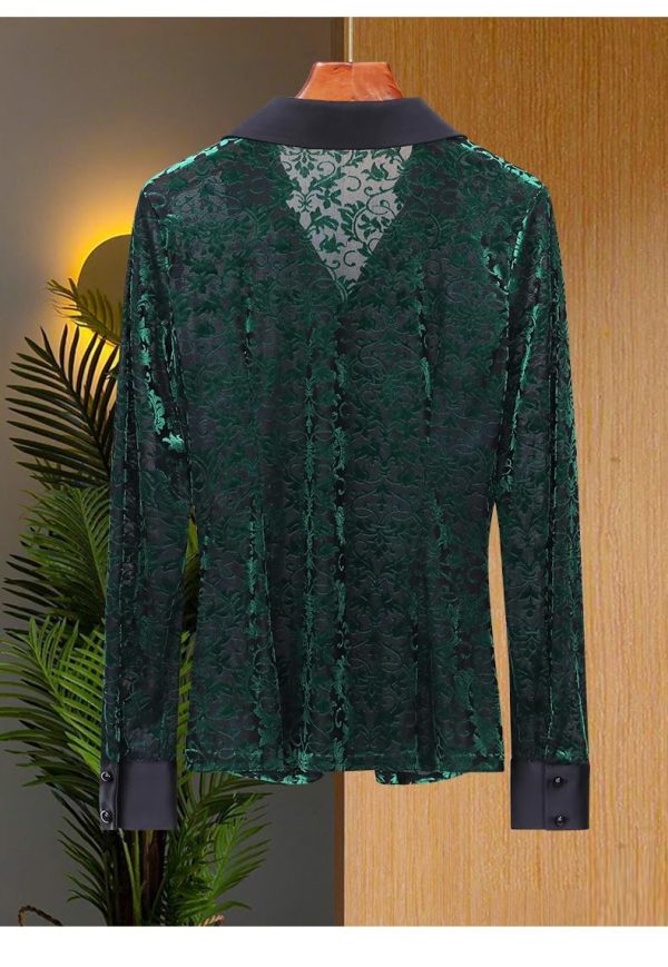 Ladies' Summer Long-Sleeved Chiffon Shirt Plaid Pattern for Riding Ranch Visits Blouse for Women