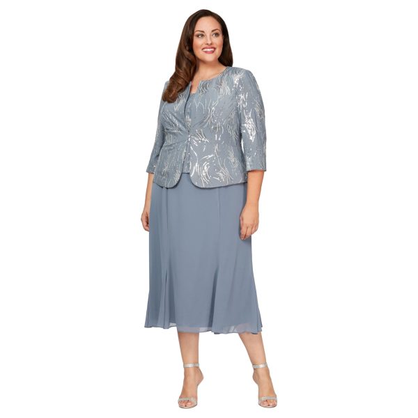 Women's Tea Length Mother of The Bride Jacket Dress, Formal Events, Wedding Guest (Plus Size)