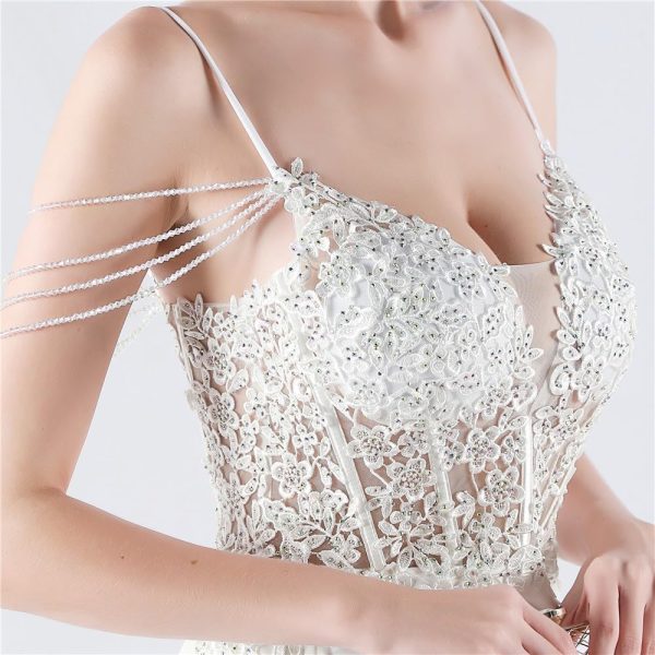 Women's Spaghetti Straps Deadening Lace Floral Mermaid Prom Dress Wedding Dress Elegant Formal Evening Gown