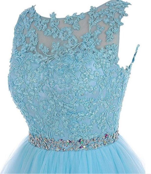 Women's Appliques Beaded Homecoming Dresses for Teens Short Prom Dress Tulle Party Cocktail Gown