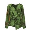 Ladies' Summer Long-Sleeved Chiffon Shirt Navy Blue for Parties Yacht Clubs Blouse for Women