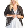 Plus Size Womens Black Lace Top 3/4 Sleeve Cardigan for Women Fall Sweaters Women's Fashion Outfits, Office Outfits