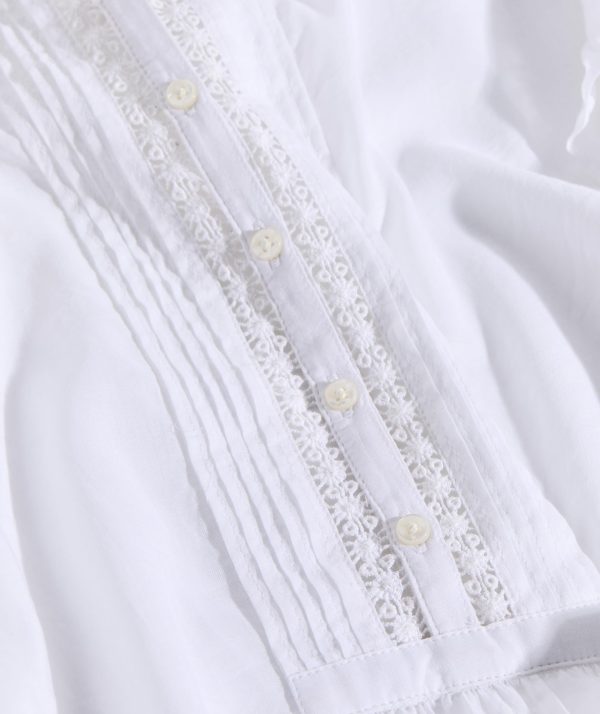Women's Ruffle Sleeve Lace Inset Top