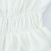 Women Bow‑Trim Deep V‑Neck Vest, Textured Elastic Waist Top