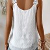 Womens Tank Tops Flowy Sleeveless Summer Boho Blouses for Women Casual Crewneck Spaghetti Strap Lace Camisole Shirts