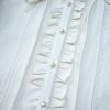 Lolita Women Ruffle Sailor Collar Blouse Shirt Kawaii Teen Bow Tie Cat Ears Fashion Button Front Junior Cute Tops