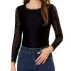 Women's Lace Tops Sheer Dressy Casual Floral Lace Long Sleeve Tops