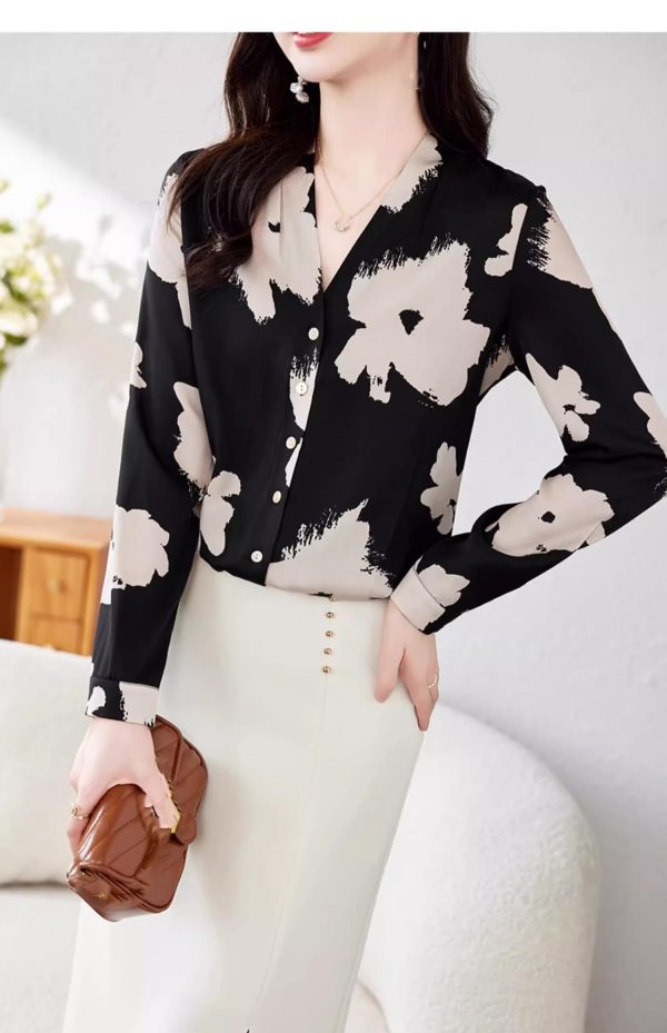 71yvF-RT6aL.jpg Ladies' Summer Chiffon Top Long-Sleeved for Daily and Travel Loose Soft Printed Top Blouse for Women