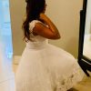 Short Lace Wedding Dresses Knee Length Travel Tulle Rhinestones V-Neck Lace Up Bride Gowns Vintage Dress