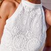 Women's Tank Tops Hollow Out Lace Boho Blouse Eyelet Embroidery Sleeveless Tops Shirts