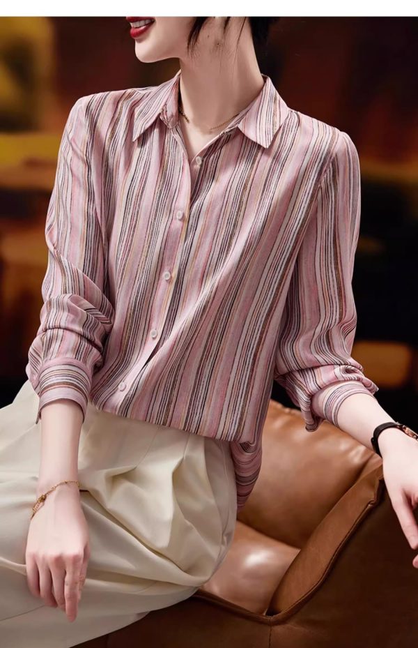 Ladies' Summer Chiffon Top Long-Sleeved Professional Casual Blouse for Women