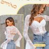 Women Lace Bodysuit with Crop Top Sexy Going Out Bodysuit Floral Lace Lingerie Set Sexy Rave Outfits