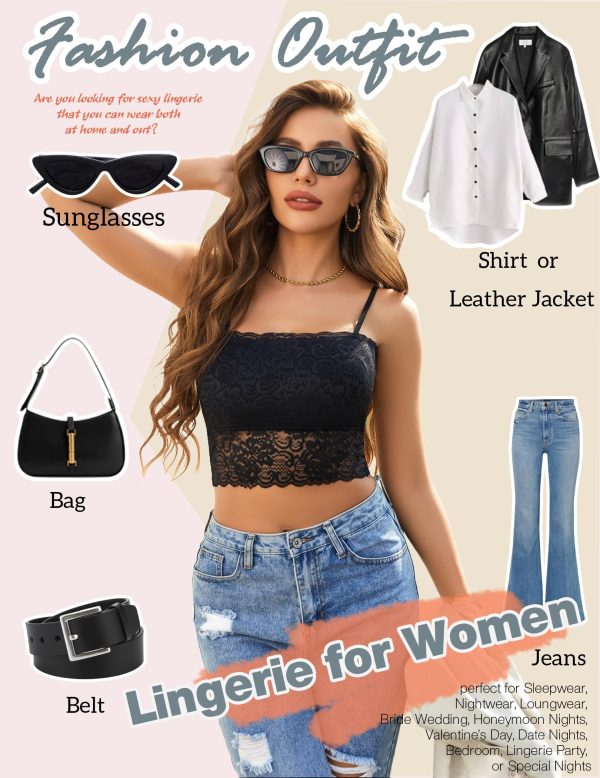 Bralettes for Women Lace Spaghetti Strap Tank Top Tube Slim Basic Camisole