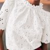 Summer Tops for Women 2025 Trendy Short Sleeve Eyelet Embroidered Dressy Casual Blouse Shirts