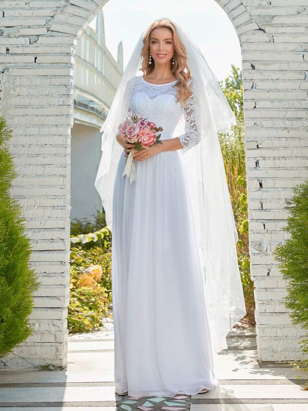 817LUhGYNVL.jpg Women's Bridesmaid Dresses 3/4 Sleeve Empire Waist Maxi Mother of The Bride Dresses 07412