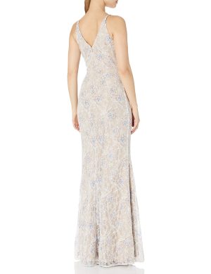 Women's Helen Sleeveless Surplice Wrap Top Lace Gown
