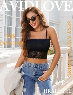 Bralettes for Women Lace Spaghetti Strap Tank Top Tube Slim Basic Camisole