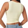 Lace Crop Tank Tops for Women Summer V Neck Sleeveless Going Out Tops Ruched Sexy Tee Trendy T Shirts Casual