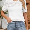 Womens Summer Sweater Casual Short Sleeve Pullover Tops Crewneck Lightweight Shirts Ribbed Knit Dressy Blouse