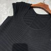 Women's Striped U-Neck Maxi Dress - Ruched High Waist A-Line Knitted Long Dress