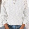 Fall Tops for Women Casual Crew Neck Waffle Knit Lace Raglan Long Sleeve Shirts Loose Fit Blouses Top