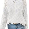 Fall Tops for Women Casual Crew Neck Waffle Knit Lace Raglan Long Sleeve Shirts Loose Fit Blouses Top