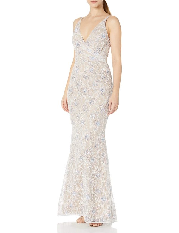 Women's Helen Sleeveless Surplice Wrap Top Lace Gown