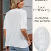Womens Dressy Casual Blouse Short Puff Sleeve V Neck Lace Tops Summer Trendy Cute Ladies Business Work Shirt