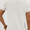 Womens Frenchy Summer Tops Crewneck Short Sleeve T Shirts Casual Waffle Knit Jacquard Blouses Top Shirts