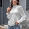 Lace Tops for Women Business Dressy Casual Blouses Elegant Puff Long Sleeve Shirts Spring Fall Outfits Fashion 2025