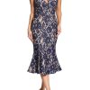Women's Isabelle Plunging Spaghetti Strap Mermaid Fitted Midi Dress