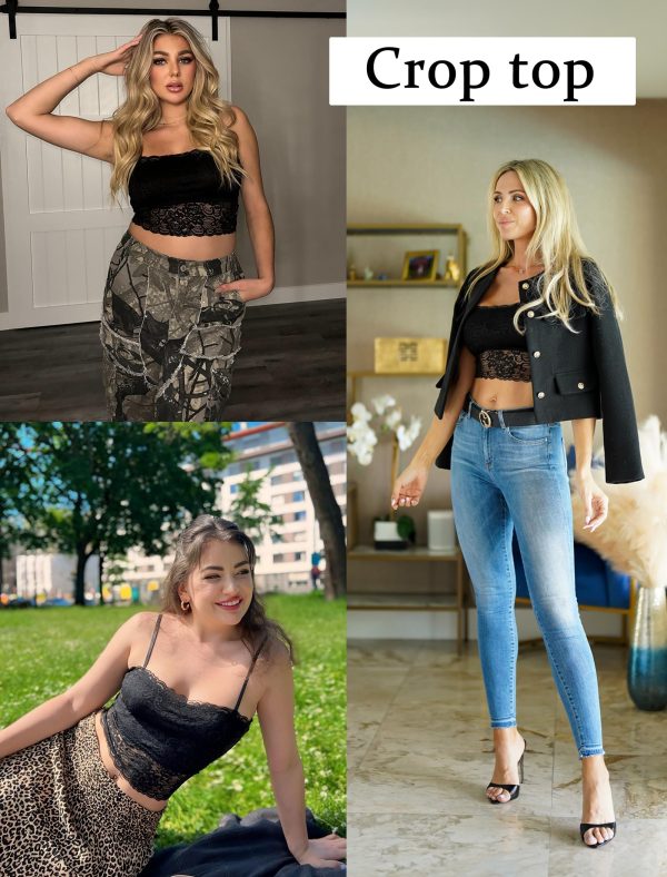 Bralettes for Women Lace Spaghetti Strap Tank Top Tube Slim Basic Camisole