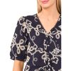 Women's Embrodiery Short Sleeve Open Tie Front Top