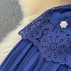 Summer Embroidery Lace Tops Chiffon Suits for Women Single Breasted