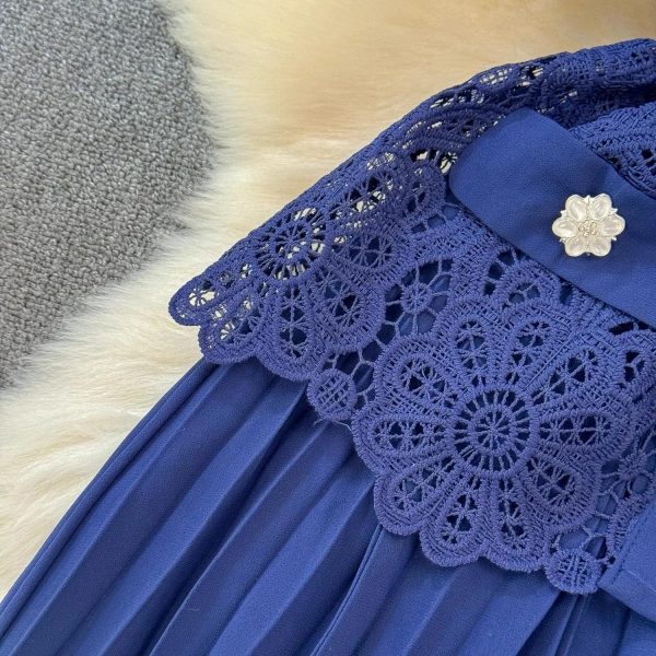 Summer Embroidery Lace Tops Chiffon Suits for Women Single Breasted