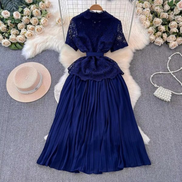 Summer Embroidery Lace Tops Chiffon Suits for Women Single Breasted