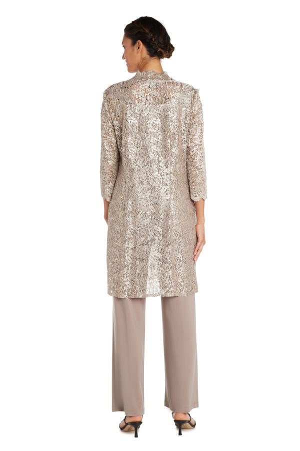 Womens Plus Sequined Lace Pant Suit