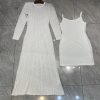 Women's Silk Knit O-Neck Dress - Slim Fit Spaghetti Strap Lining Maxi Evening Dress
