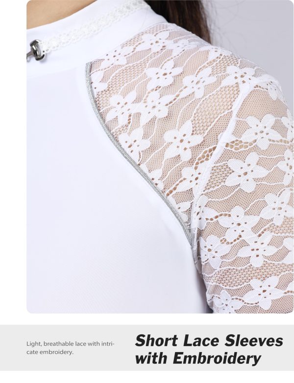 Women's Slim Fit Show Shirt with Lace Sleeves and Iconic Bit Breathable Comfortable Rider Top