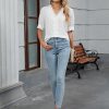 Womens Dressy Casual Blouse Short Puff Sleeve V Neck Lace Tops Summer Trendy Cute Ladies Business Work Shirt