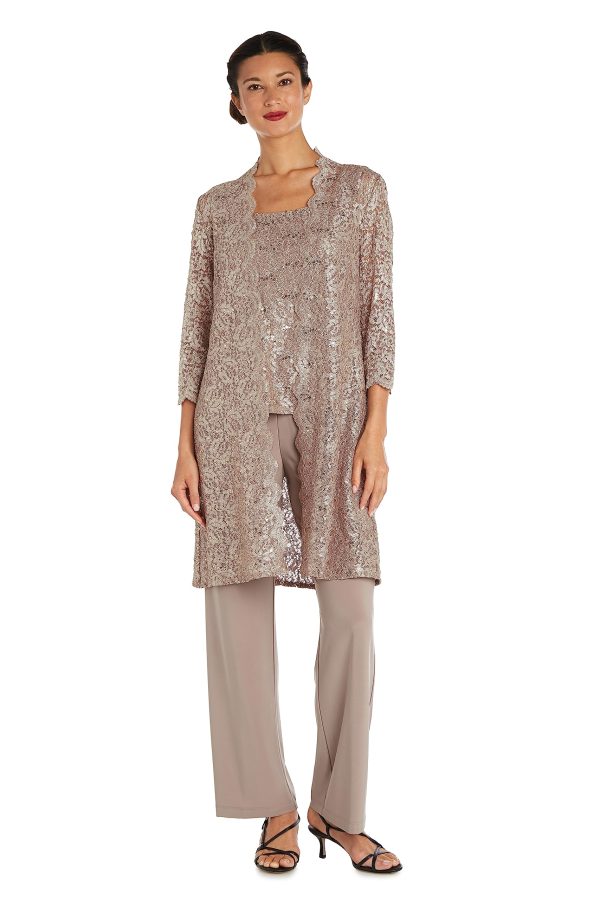 Womens Plus Sequined Lace Pant Suit