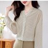 Ladies' Summer Elegant Chiffon Shirt Long-Sleeved for Office Travel Top Blouse for Women